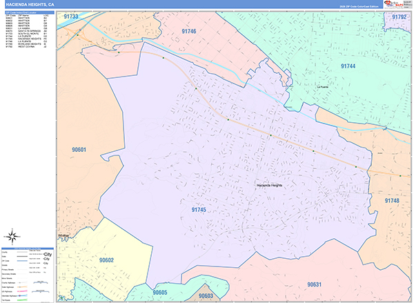 Hacienda Heights Map Color Cast Style